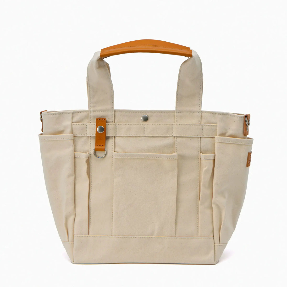 Garden tote with lots of pockets, made from army duck and Setouchi Garden tote with lots of pockets, made from army duck and Setouchi
