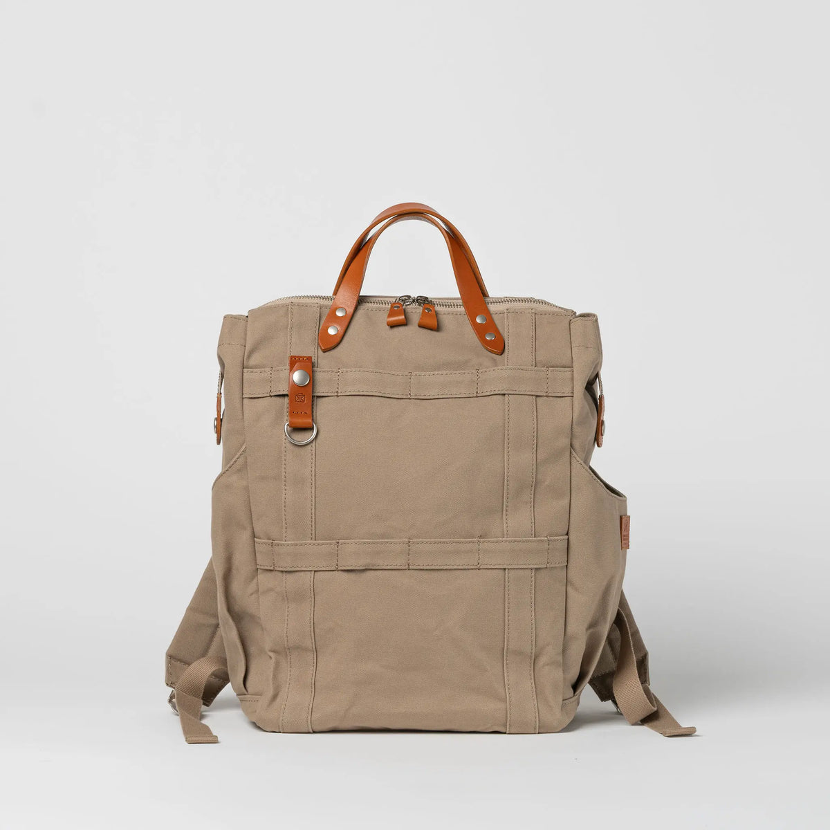 2-way backpack made of army duck and Setouchi leather that can