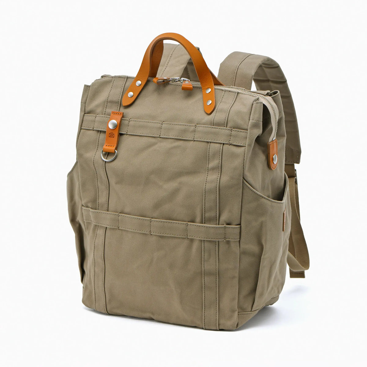 トートとしても使える2way アーミーダック×瀬戸内レザー リュックrabbt