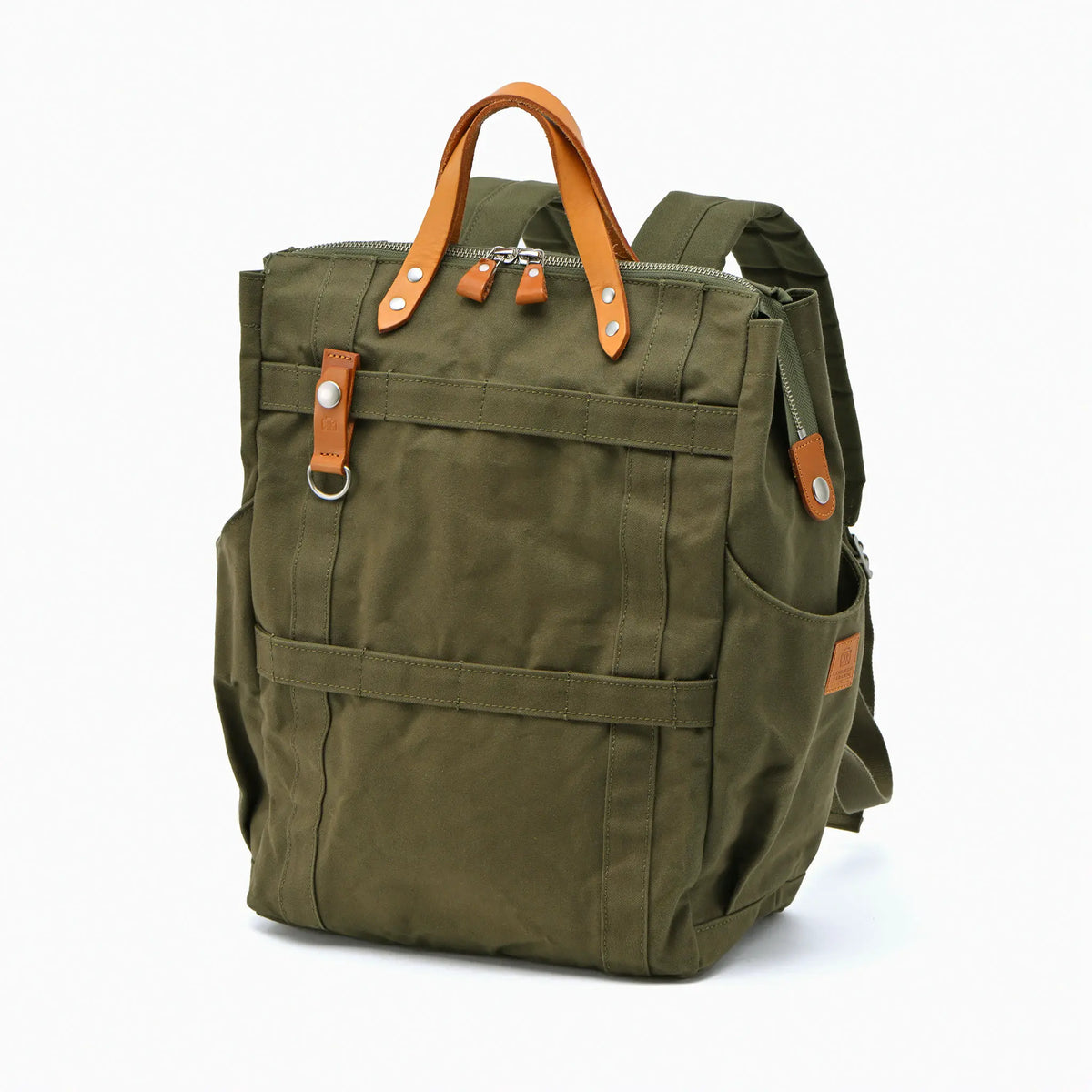 トートとしても使える2way アーミーダック×瀬戸内レザー リュックrabbt トートとしても使える2way アーミーダック×瀬戸内レザー リュックrabbt