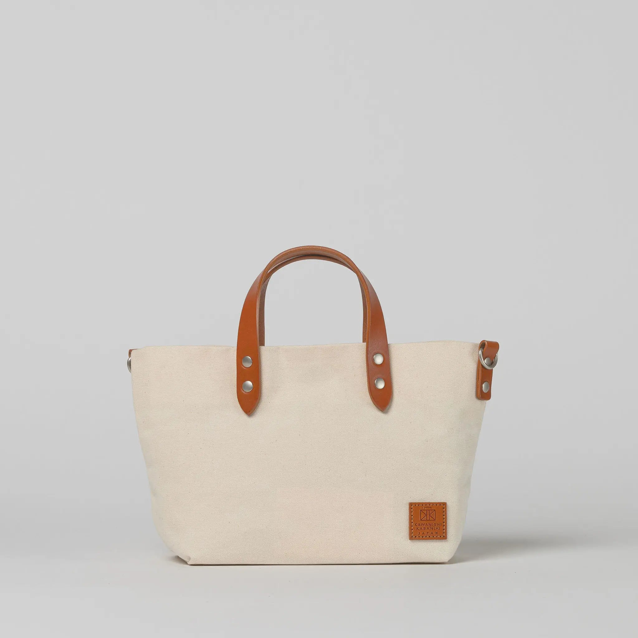 Cute 2-way tote made of army duck and Setouchi leather by minimon